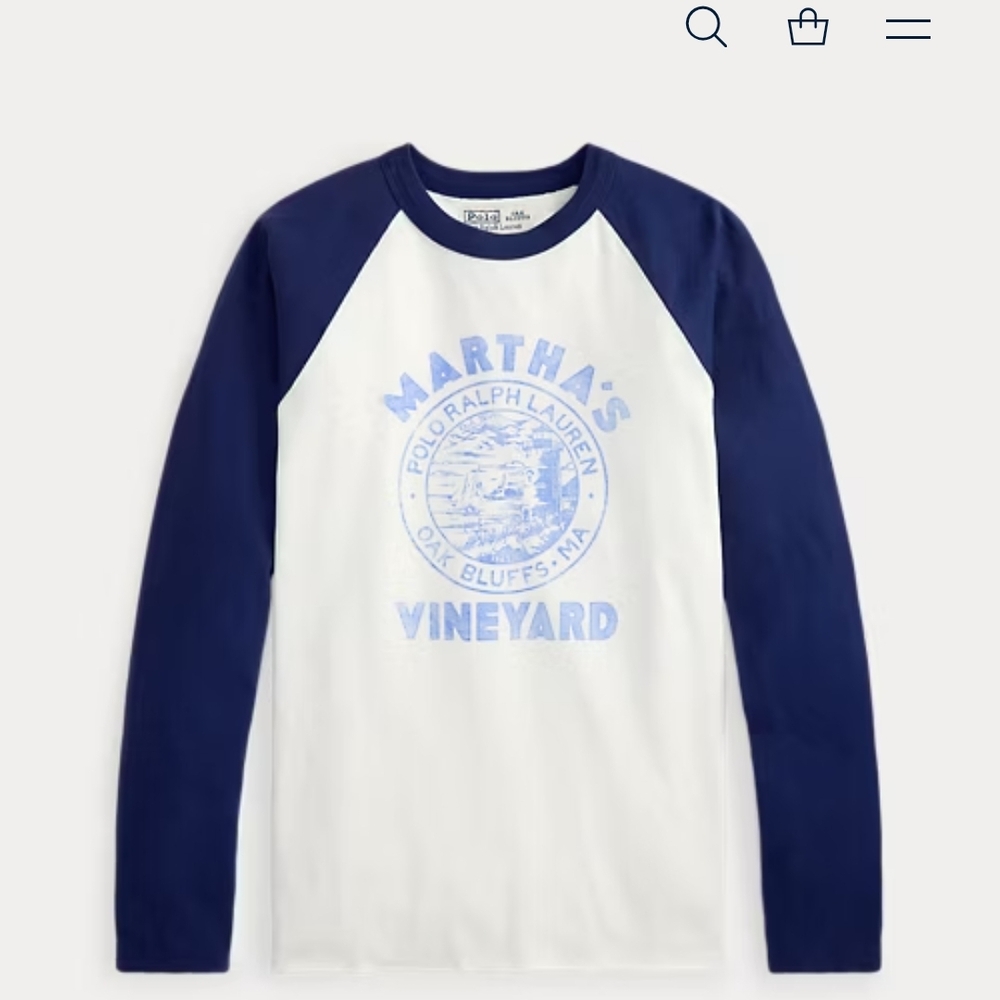 Polo Ralph Lauren Blue and White Graphic Tee